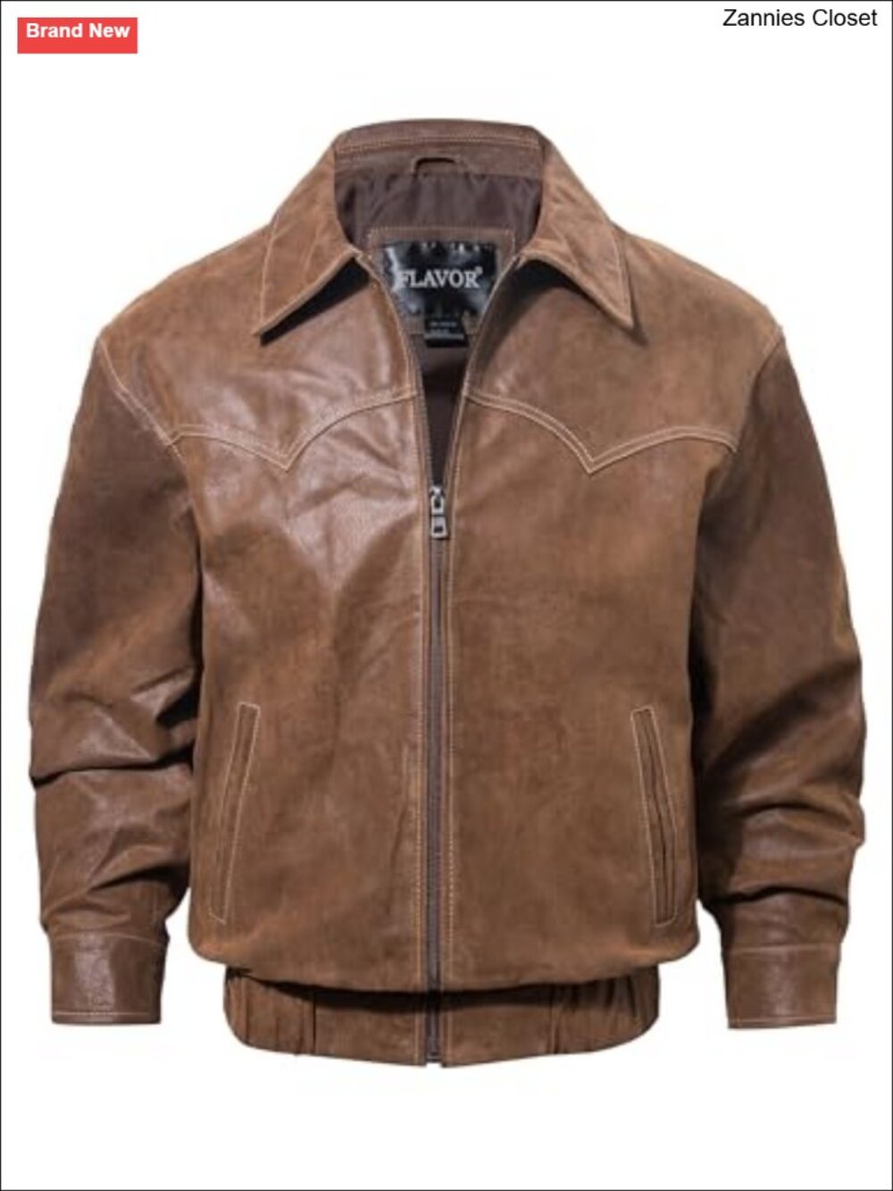 Genuine Leather Men's Bomber Jacket Zip Aviator Coat Hip Length